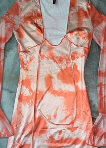 Beach Cover up Sleeve Tie-Dye Mini Dress