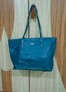 Coach Teal Leather Tote Bag