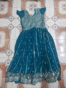 Teal Embellished Anarkali Dress