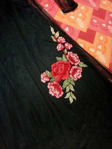 Elegant Embroidered Black Mesh Dress