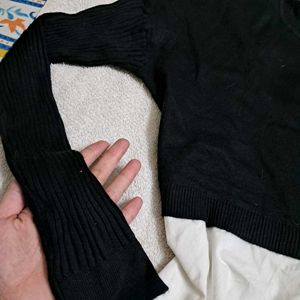 Korean Pinteresty Stylish Black &amp; White Knit Top