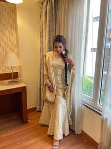 Golden Heavy Sharara Suit