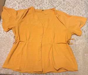 Stylish Yellow Button-Up Top