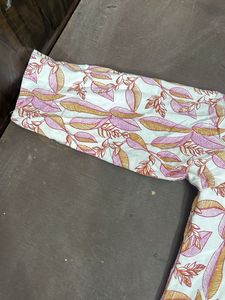Pretty Pink Leaf Print Kurta