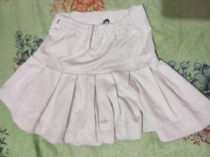 Pleated White Mini Skirt