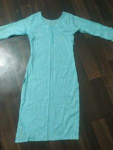 Blue Kurta with Silver Stripes