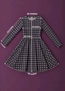 BLUE &amp; MUSTARD GEOMETRIC PRINT FLARED DRESS