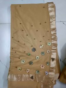 Golden Lehenga Choli with Floral Embellishments