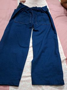 Embellished Wide Leg Denim Pants