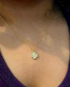 Anti Tarnish Golden Clover Pendant Necklace