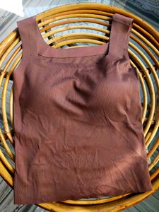 Brown Ribbed Tank Top