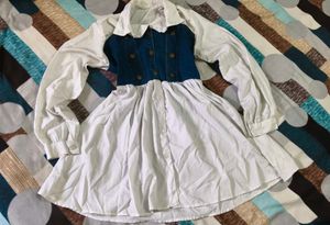 Denim Bodice White Dress