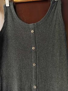 Korean Casual Grey Midi Dress