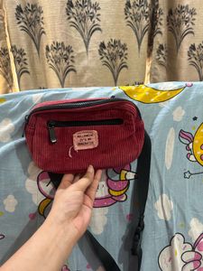 Max Maroon Corduroy Waist Bag