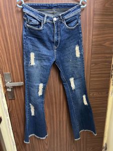 Stylish Ripped Flare Jeans