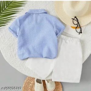4-5 yrs blue striped shirt &amp; shorts