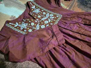 Beautiful Rust Kurta with White Embroidery