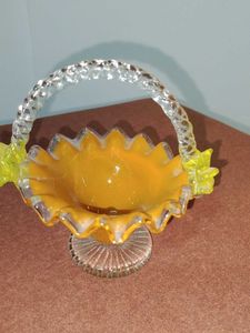 Vintage Amber Glass Basket