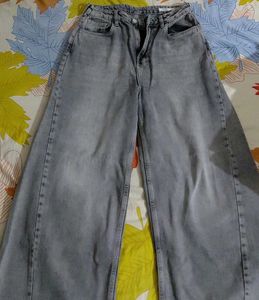 Grey Wide Leg Jeans