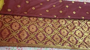 Maroon &amp; Gold Brocade Saree