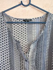Boho See-through Button-Up Tunic Top Shirt