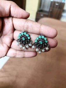 Boho Turquoise &amp; Pearl Dangle Earrings