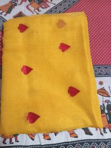 Vibrant Yellow Saree with Red Border
