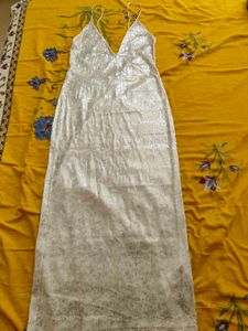 Zara White sequin Midi Slip Dress