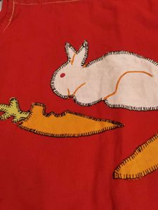 Hand Applique Bag Red Rabbit &amp; Carrot Sling
