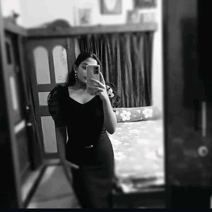 Black Dress with Puff Sleeves