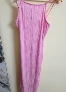 Pretty Pink Pleated Midi Dress
