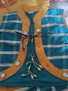 yellow Kurta Set with Green Dupatta