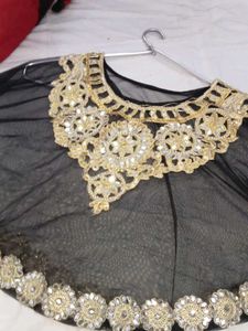 Embellished Black Net Cape