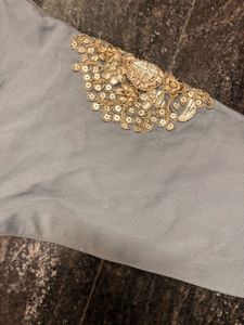 Offer! Elegant Grey Kurta Set with Golden Embelli