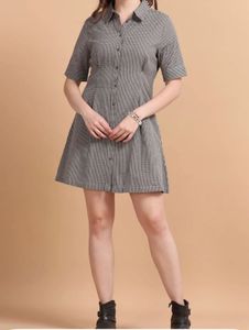 Chic Gingham Shirt Dress