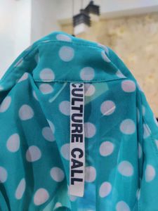 Sheer Polka Dot Button-Up Blouse