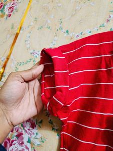 Red Striped T-Shirt with Cute Embellishments