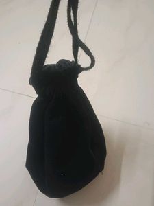 Black Drawstring Pouch Bag