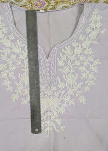 Beautiful Lavender Kurta with White Embroidery