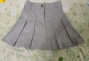 Grey Pleated Mini Skirt