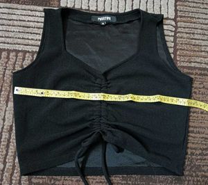 🖤Ruched tie-up crop top
