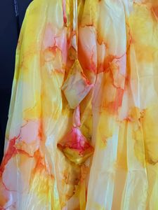 Vibrant Yellow Organza Festive Lehanga