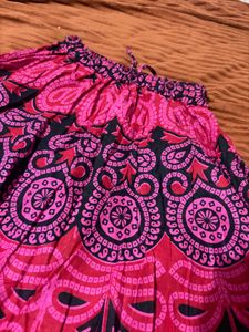 Bohemian Pink &amp; Black Print Skirt