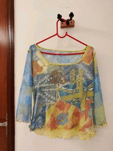 Vintage Y2K Mesh Graphic Top 💛🦋 | Fairy Grunge