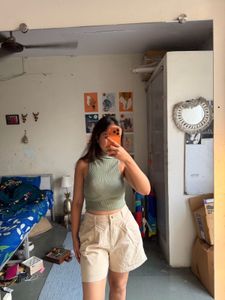 High-Waisted Pleated Shorts