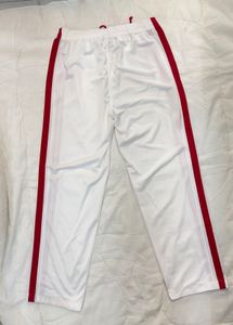 Adidas White Track Pants with Red Stripes