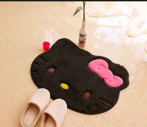 Cute Black Hello Kitty Shaped Rug