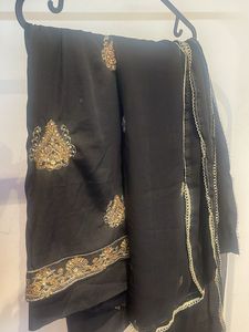Elegant Black Embroidered dress material