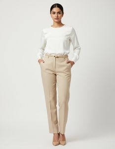 Beige Straight Formal pants
