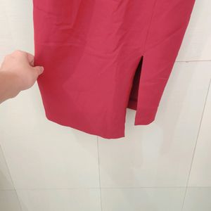 Cream And Maroon Bodycon Korean Dress
